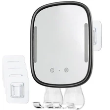 Men's Fogless Shaving Mirror with LED Lights - Rechargeable Wall Mounted Bath...