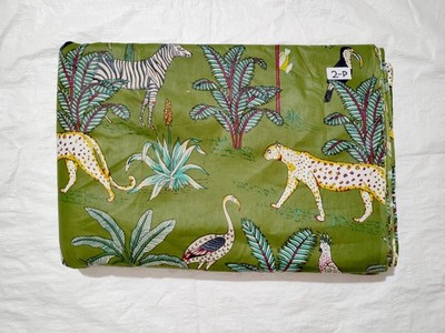 Olive Green Forest Indian Cotton Fabric Dressmaking Sewing Running Fabric 10 YD