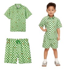 NWT Kate Spade sz 4T Boys 2pc Outfit Green Gingham Strawberry Adaptive AP56