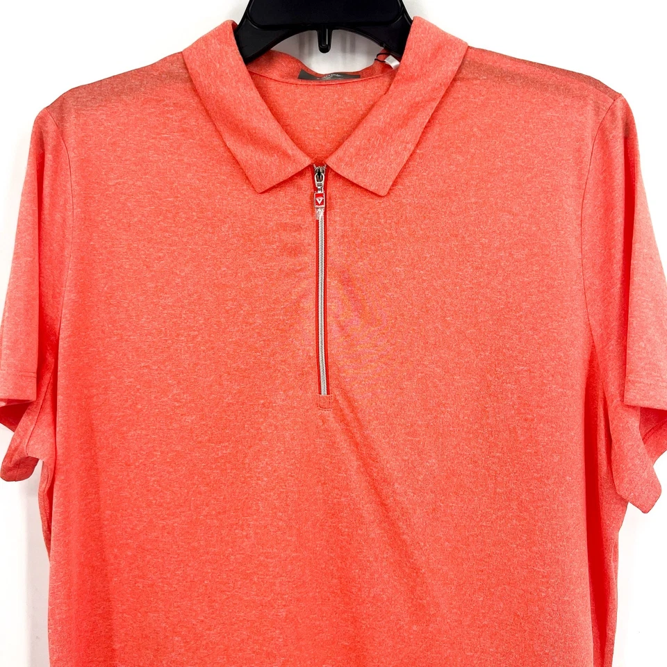 CALLAWAY Womens 1/4 Zip Golf Polo Shirt XL Orange Short Sleeve NWT Foto 3 de 4