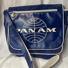 Pan Am Blue White Messenger Bag Vintage Style Travel Flight Bag Large