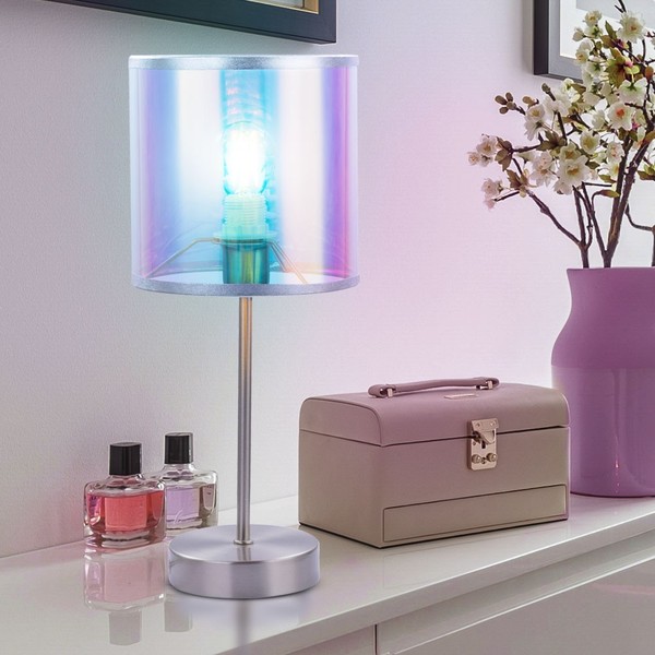 Design Tisch Leuchte Lese Strahler GäSte Zimmer Beleuchtung Textil Lampe Bunt-image