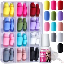 FANDAMEI Matte Press on Nails Square, 12Packs 288PCS Press on Nails Medium Sq...