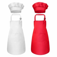 Kids Chef Hat and Apron Set Childrens Cook Costume Kitchen DIY Baking Lab Coat