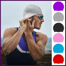 Unisex Adult Silicone Swim Cap Waterproof Swimming Hat Non Slip Bathing Pool Hat