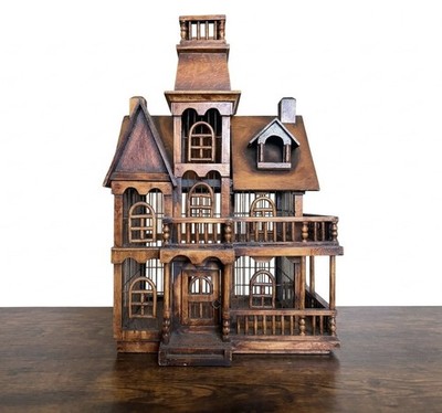 Decorative Wooden Victorian Mansion Style Bird Cage or Doll House 