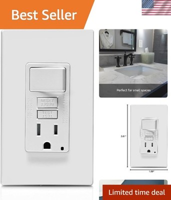 GFCI Outlet Combo 15 Amp with Self- & LED Indicator   Space Saver, White