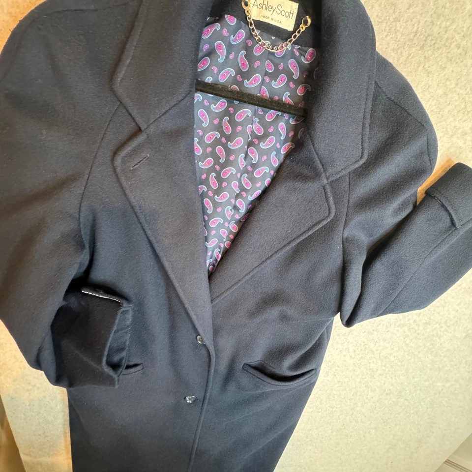 Abrigo de lana Ashley Scott para mujer abrigo largo vintage clásico forrado de cachemira EE. UU. XL Foto 3 de 4