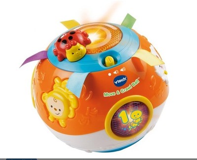 Vtech Move and Crawl Ball Colorful Colors Numbers Ribbon Developmental Baby Toy