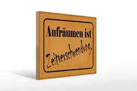 Holzschild Spruch 30X40 Cm AufräUmen Ist Zeitverschwendung Deko Schild