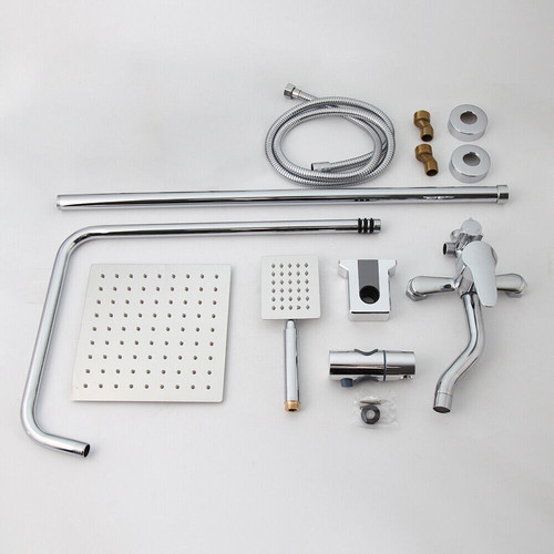 EE. UU. 8" Cromo Baño Ducha Mezclador Lluvia Portátil Rociador Grifo Montaje en Pared - Imagen 14 de 14