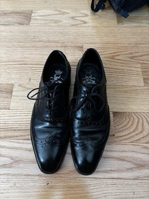 Barker Black Leather Dress Wingtip Shoes Men s Size 9