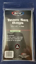 BCW TEAM SET BAGS for SPORTS CARDS 1 Pack of 100 TEAM BAGS Clear & Acid Free