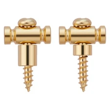  Set of 2 Stainless Steel Barrel Guitar String Guides Stainless String Gold