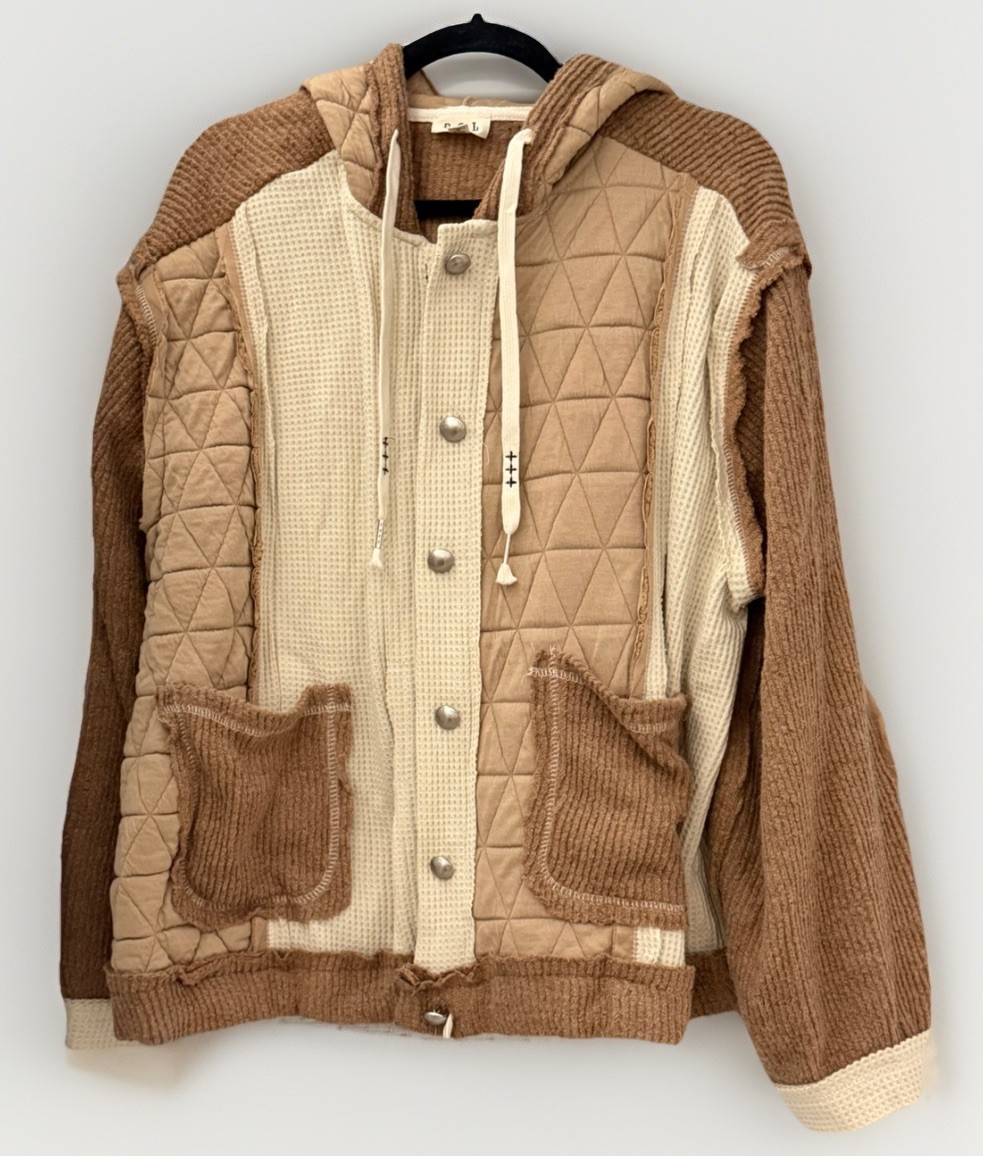 POL Hooded Patchwork Jacket Women’s Large - image 3