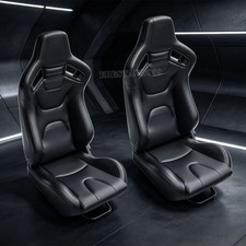 1pair Reclinable Bucket Seats Black Racing Seats Pvc Black Suture W2 Sliders