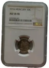 1916 P Mercury Dime NGC AU58 FB
