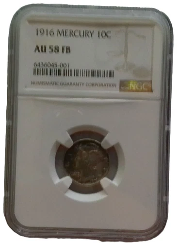 1916 P Mercury Dime NGC AU58 FB