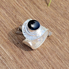 Black Onyx Natural Gemstone Ring 925 Sterling Silver New Arrival Birthday Gift