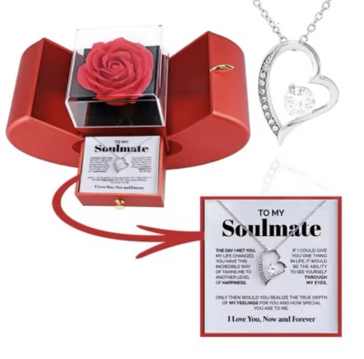 To My Soulmate Anniversary Gift Heart Pendant Necklace Heartfelt Message