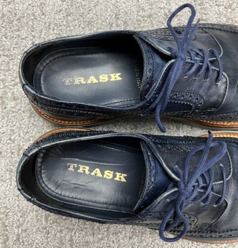 Trask Punta de Ala Zapatos Oxford Para Hombres 9 Azul Cuero Brogue ExtraLigero Vestido Deportivo - Imagen 12 de 24
