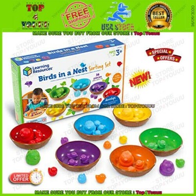 Learning Resources Birds in a Nest Sorting Set, Fine Motor Set, Color Sorting 36