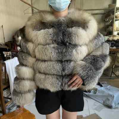 Real Fur Coat 100% Natural Fur Jacket Street Warm Natural Fox Fur