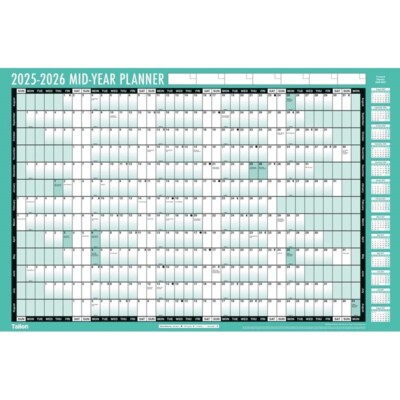 A1 2025-26 Academic Mid Year Student Wall Planner Calendar