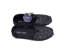 TOMS Women's Alpargata Black Chunky Cable Knit/Faux Fur Slip-on Shoes (Size 5)