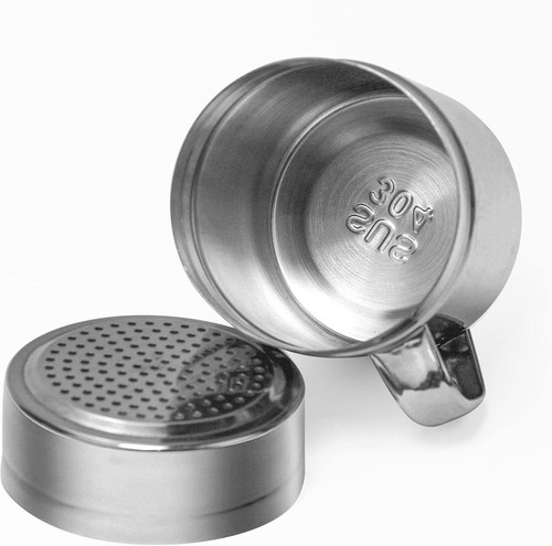 Stainless Steel Salt & Pepper Dredge Shakers 10 oz W/ Lid & Handle Baking - Picture 3 of 5