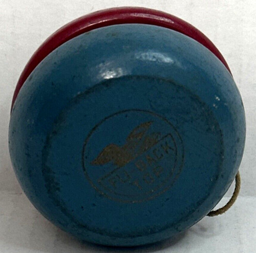 Red & Blue Fli-Back Top Wooden Yo-Yo -Circled Eagle- 60-70’s Vintage