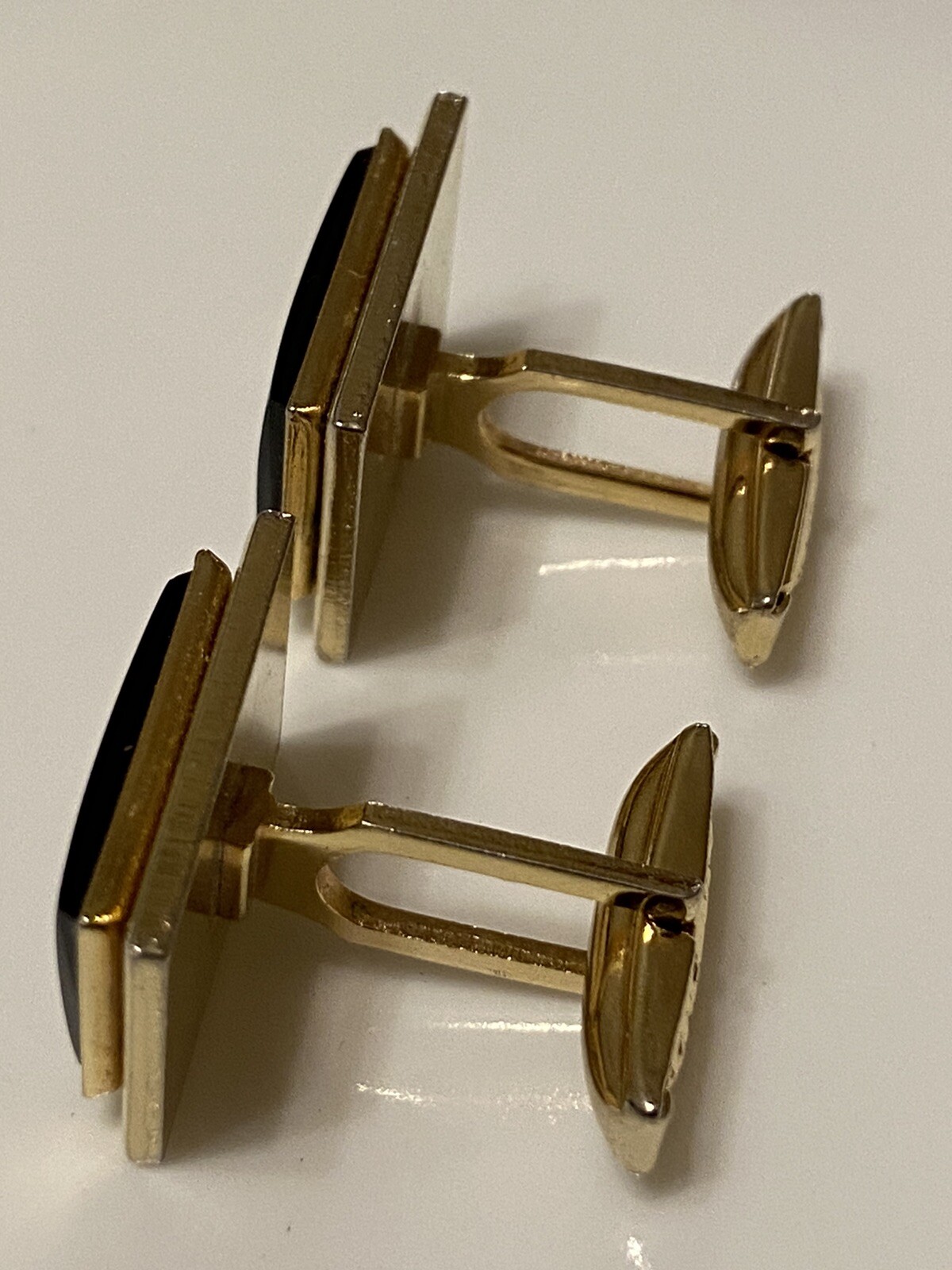 Black Formal Rectangle Black Stone Cufflinks - image 5