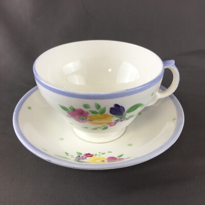 Vintage Adderley 1789 Bone China England Hand Painted Blue Rimmed