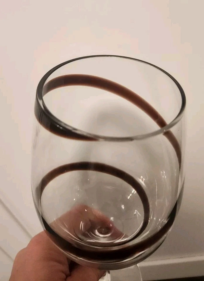 Juego de 2 copas vintage Pier 1 púrpura marrón remolino agua vino 8 7/8" granate Foto 3 de 4