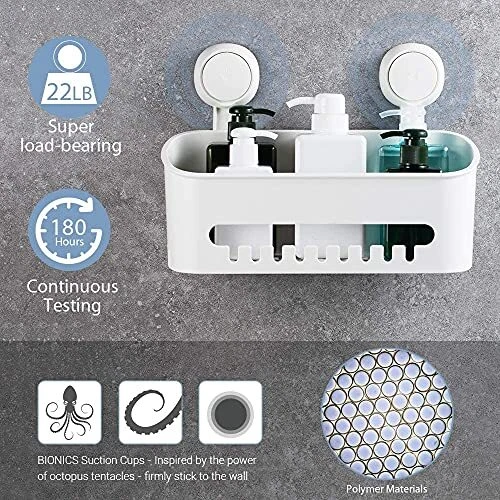 Shower Caddy Suction Cup Heavy Duty, Removable Shower Organizer Shower Shelf