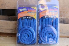 2 Marpac Premier 3/8" x 20' Double Braid Nylon Dock Line, Boat Mooring Rope BLUE