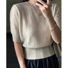 Cashmere Knit Short Sleeve Women's Bottom Loose Half Sleeve T-shirt Spring
