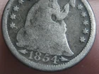 1854 P Seated Liberty Half Dime- Philadelphia, With Arrows, Good Details