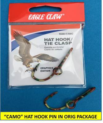 NEW EAGLE CLAW ORIGINAL  CAMO  FISH HOOK HAT PIN/MONEY CLIP IN ORIG PACKAGING!