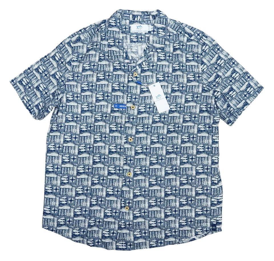 Southern Tide All Inclusive Short Sleeve Camp Style Button Down Mens Shirt M NWT