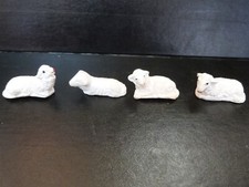 4 VINTAGE Small Sheep Putz Plaster Chalk Christmas Nativity Figures 1.75" EUC L2