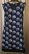 Tommy Hilfiger Size 8  Dandelion Print Dress Flutter Sleeve Cobalt Blue