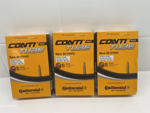 Continental Race 28 Bicycle Tube 700c x 20-25c Presta 42mm Stem New 3pk - Picture 1 of 4