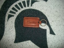 NOS LEATHER CADILLAC DEALERSHIP KEYCHAIN UNUSED