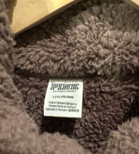 Victoria's Secret PINK Teddy Sherpa Jacket Large EUC 1/4 Zip Cozy Soft Fleece - Picture 3 of 7