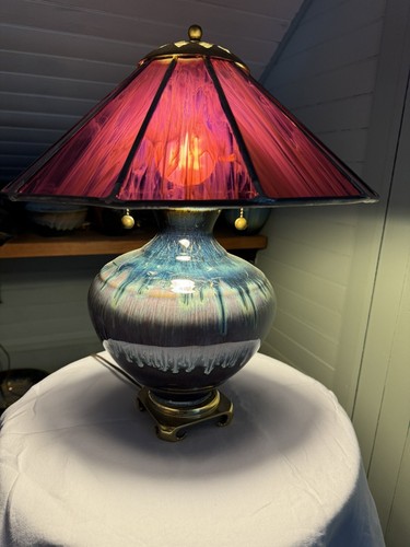 Extremely Rare Bill Campbell Pottery Cranberry Water Glass Lamp Shade