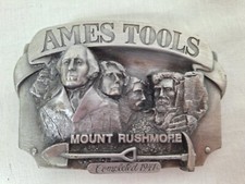 VTG 1987 Ames Tools Pewter Belt Buckle Mt Rushmore Limited Edition Serial  4260