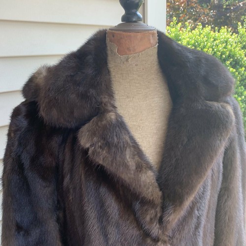 Umber Dusk Mahogany Mink Coat with Hood - Picture 5 of 9