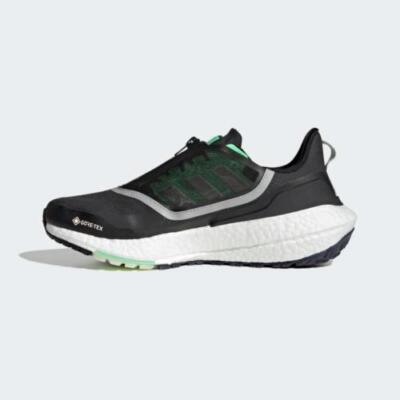 adidas Mens Ultraboost 22 GTX Gore-Tex Sneaker Running Shoes GX9127 - Carbon / Cloud White / Beam Green - 7.5