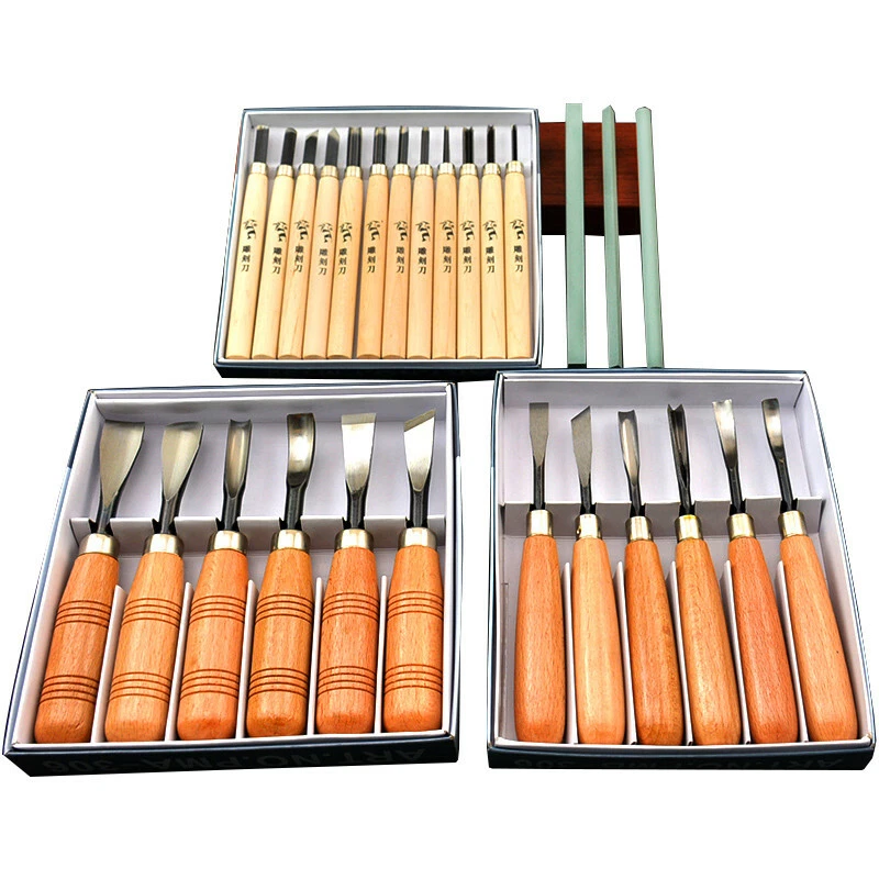 Woodcut knife set deals
